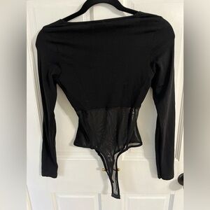 ASOS black body suit - mesh with fabric and boning in small